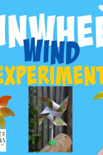 Image shows a pinwheel made from a pencil and paper for a wind science experiment.