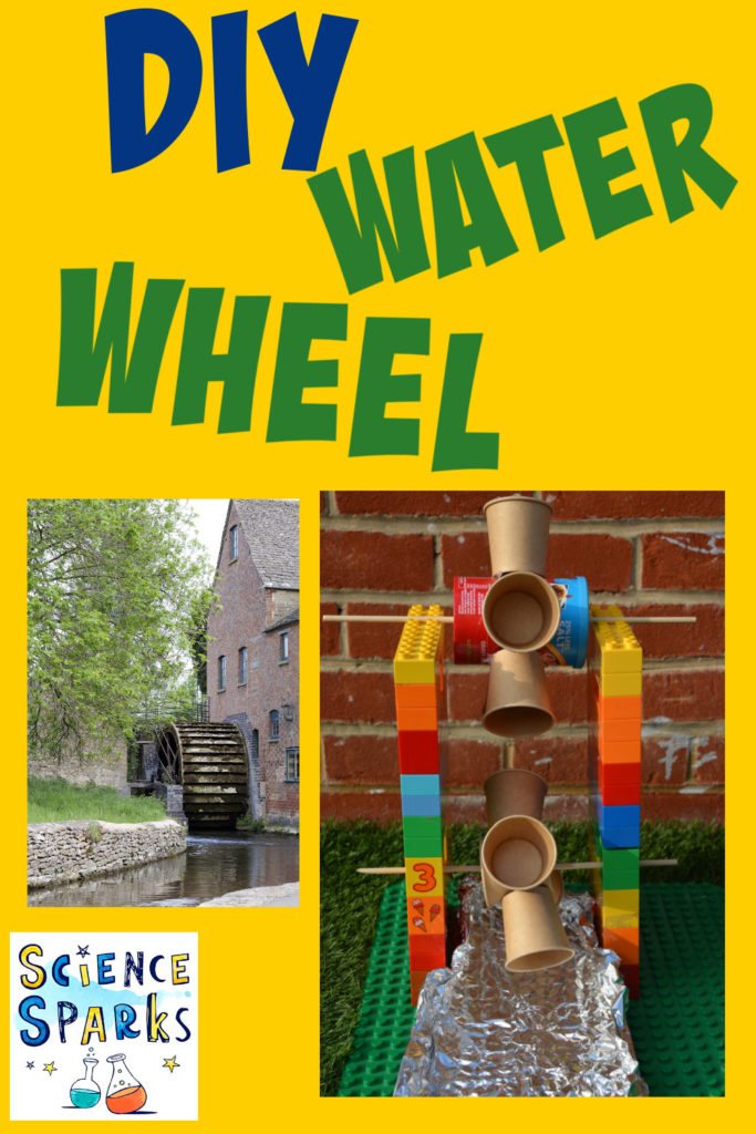 Image of a water wheel made with paper cups and a frame