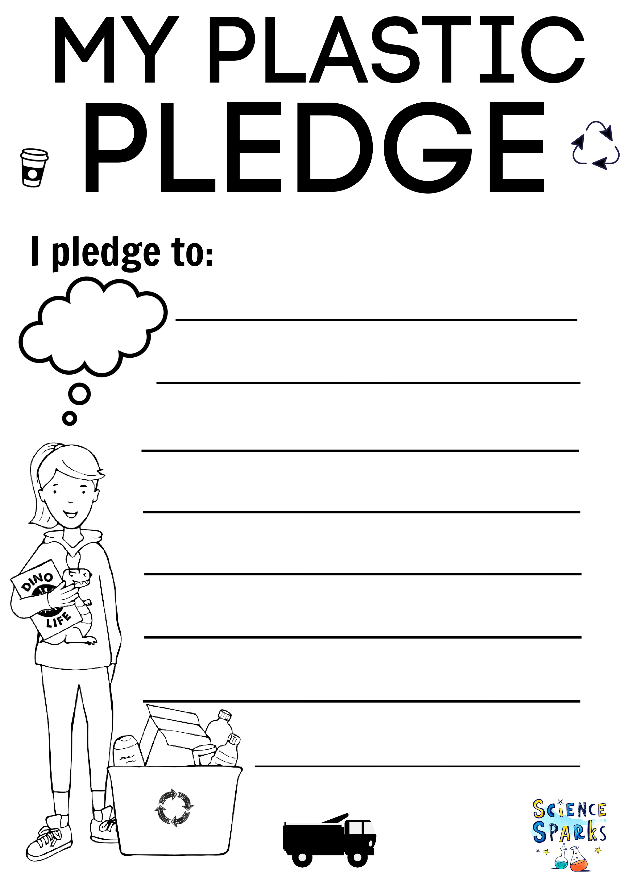 Plastic Pledge template. Children can complete their very own plastic pledge