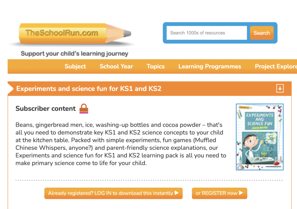 image taken from the homepage of The School Run website.