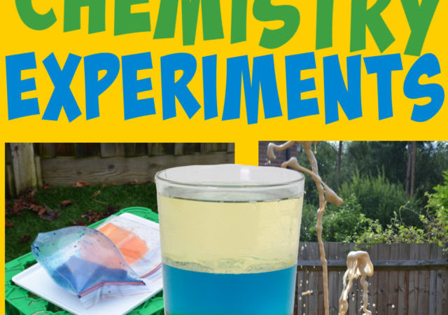 Collection of awesome chemistry experiments for kids of ages. Make a volcano, film canister rocket, exploding bags, density jars and lots more easy chemistry for kids
