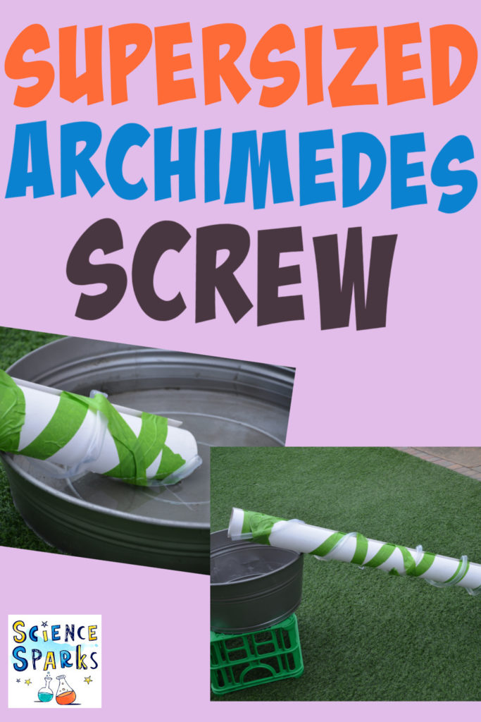Image of an Archimedes Screw made from a pipe and tubing for a science fair project