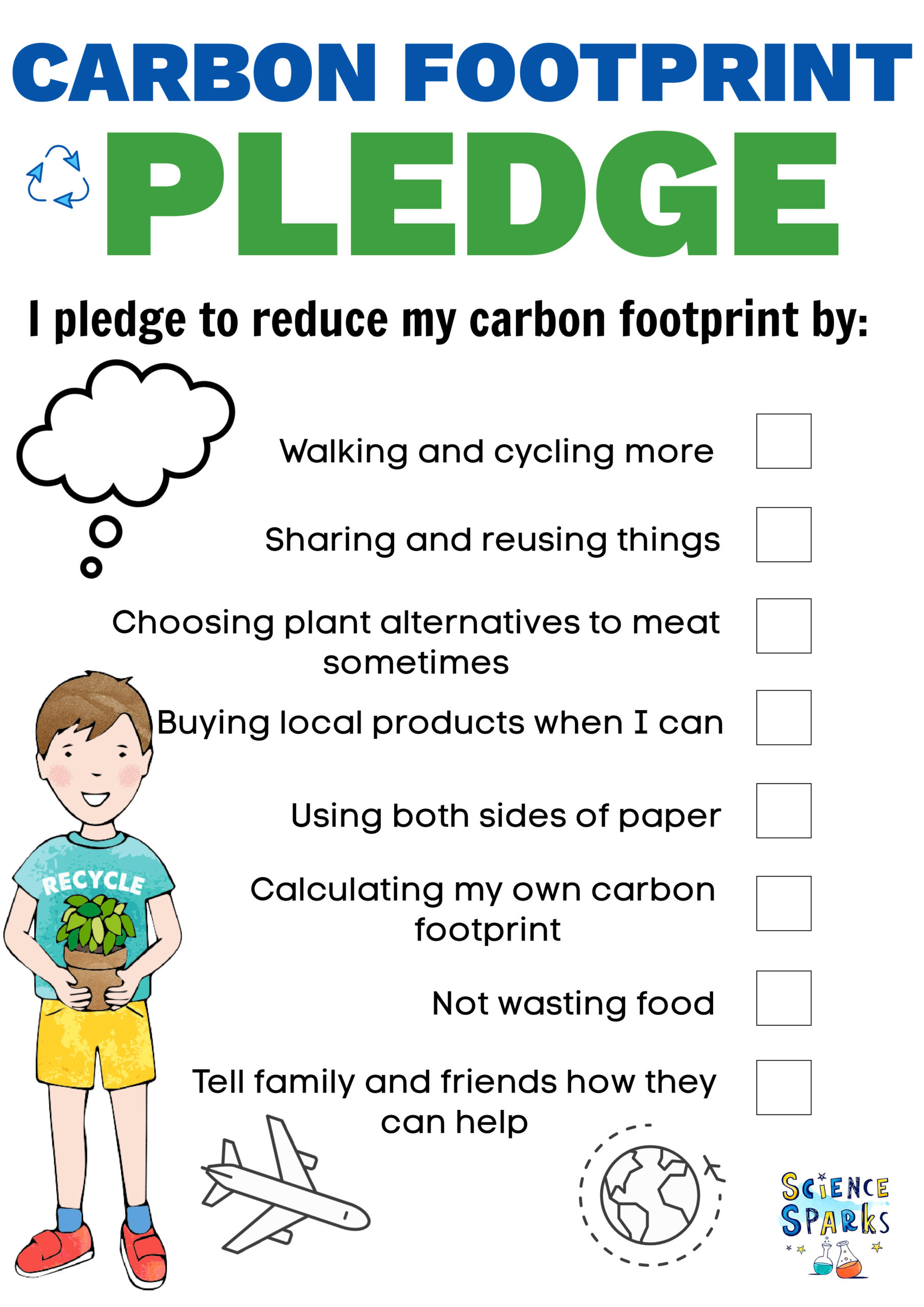 Carbon pledge printable sheet