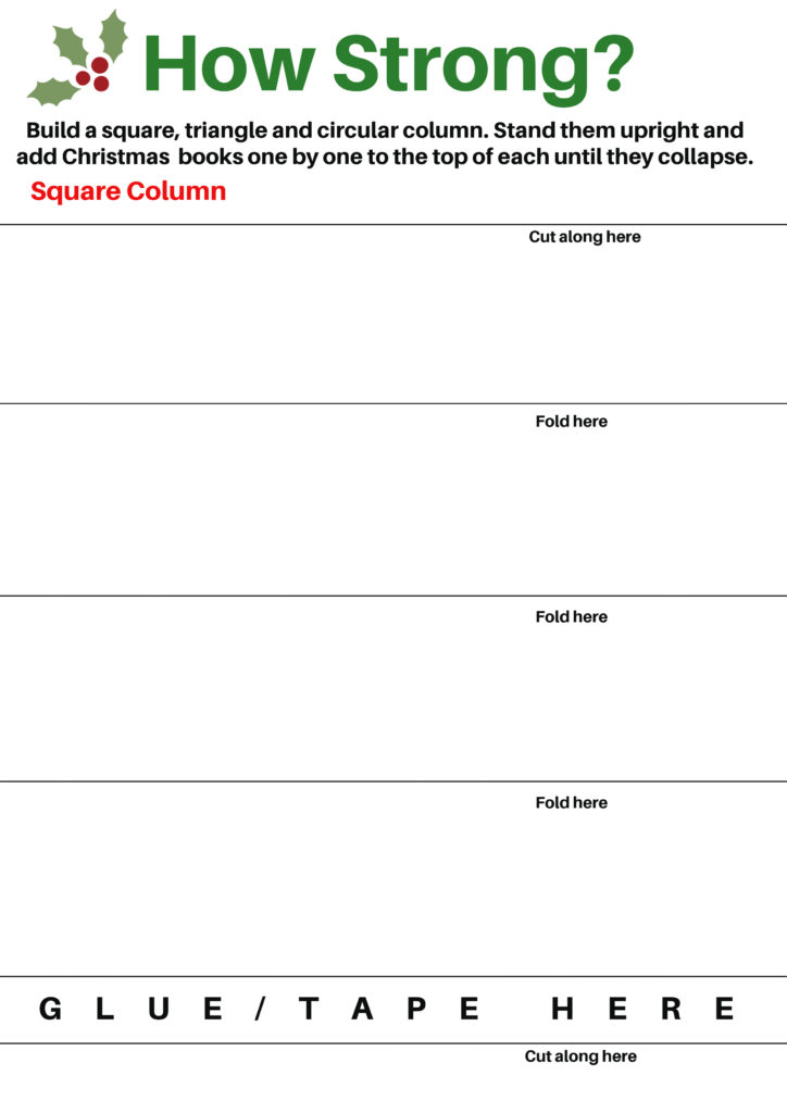 template for making a paper columns for a strength investigation