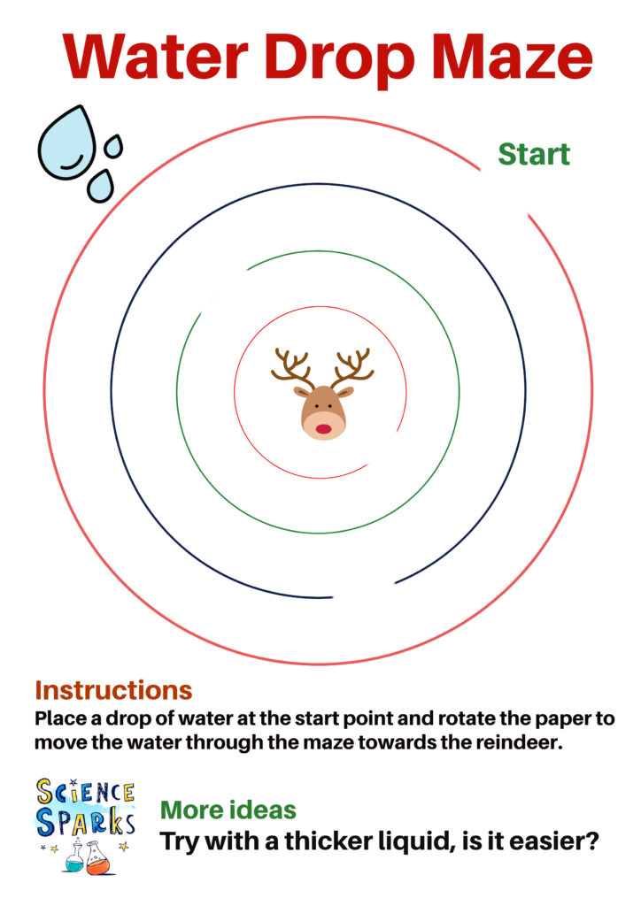 Christmas water drop maze template for a Christmas STEM challenge