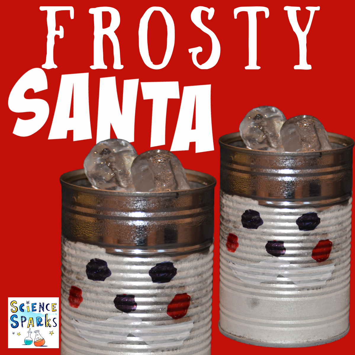 Frost on a can decorated like Santa - a fun activity for learning about the supercooling power of salt