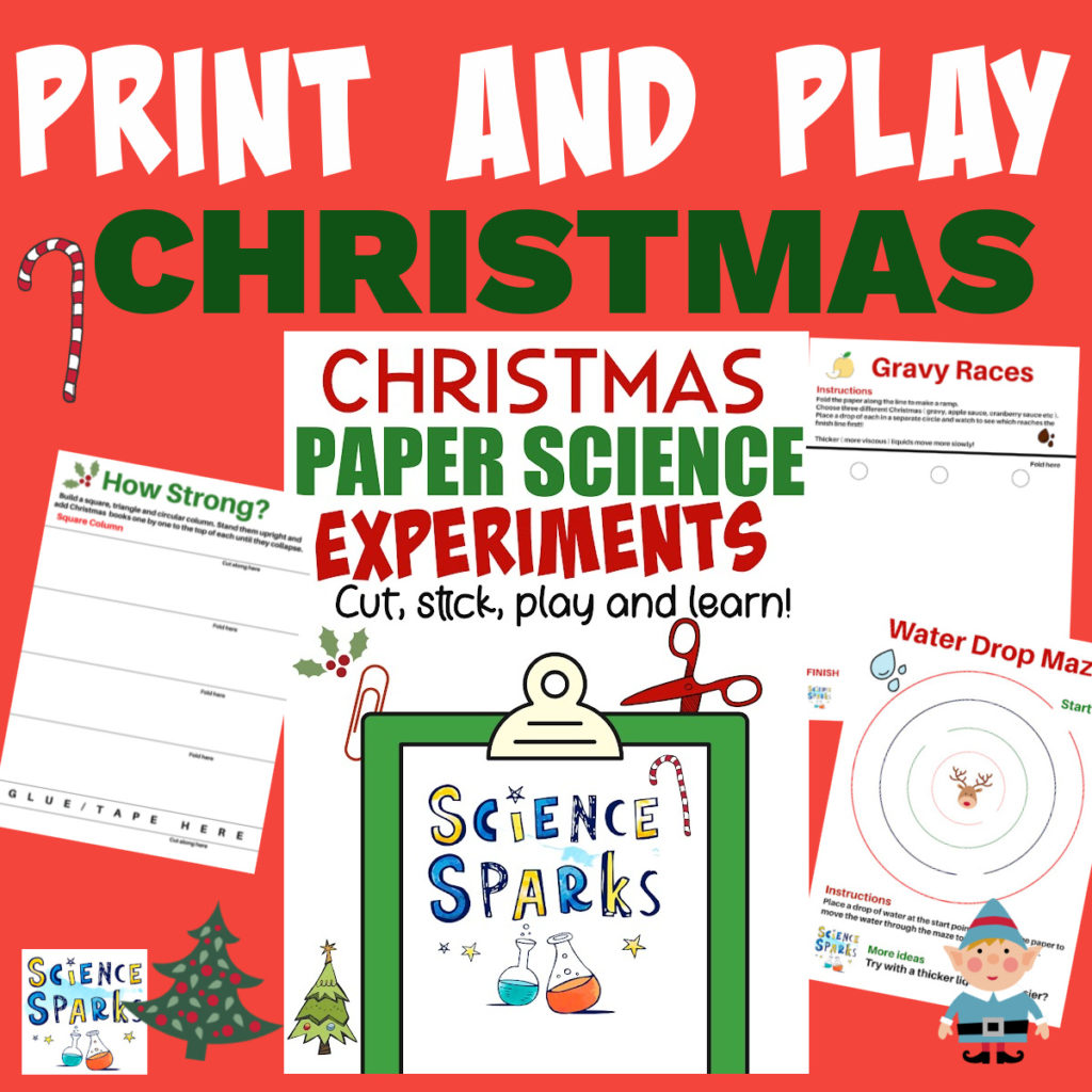 pages taken from a booklet of paper science Christmas experiments