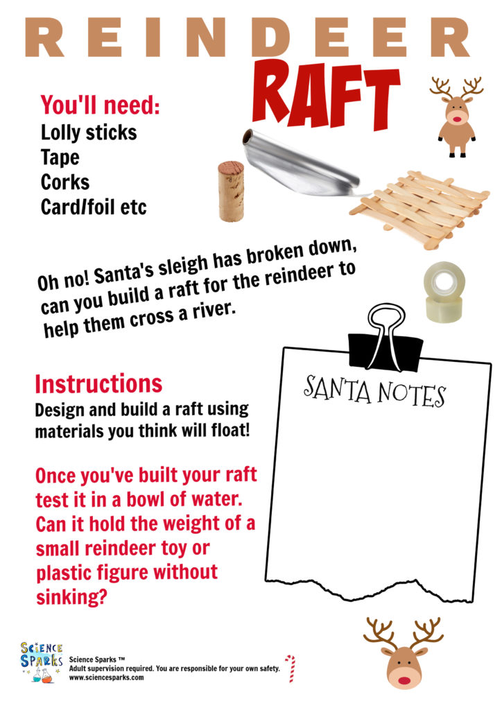 Instructions for building a reindeer raft as a simple Christmas STEM challenge