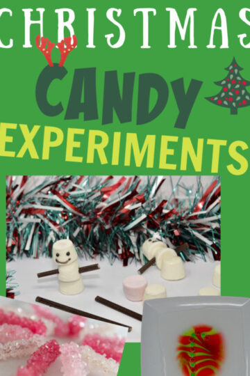 Christmas candy experiments - skittles in a candy cane shape, sugar crystal lollypops
