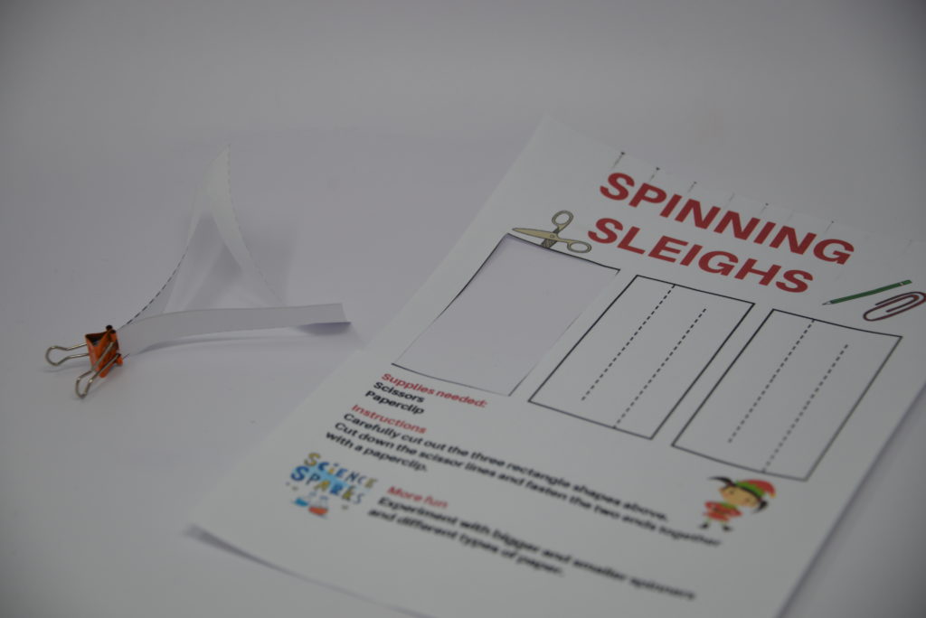 spinning paper spinners for a spinning sleigh STEM challenge