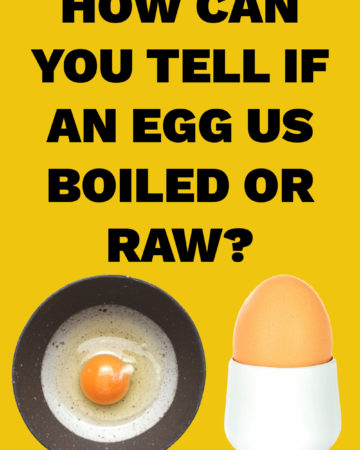 image of a raw egg and a boiled egg