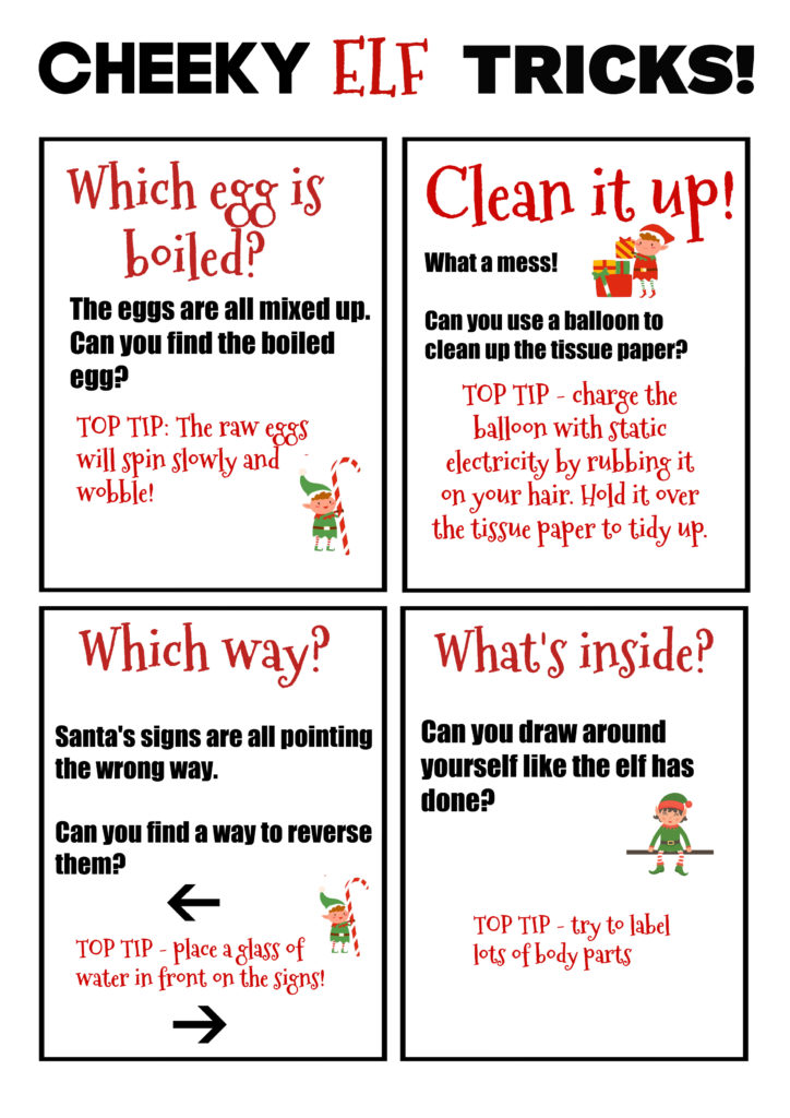 Printable cheeky elf tricks