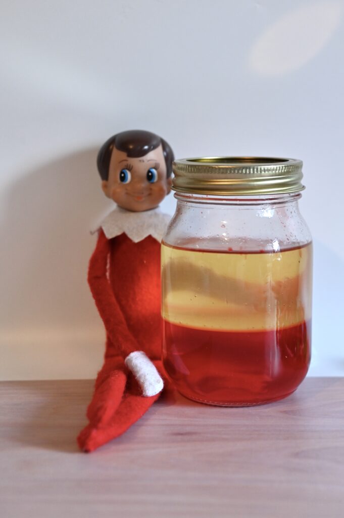 elf themed density jar