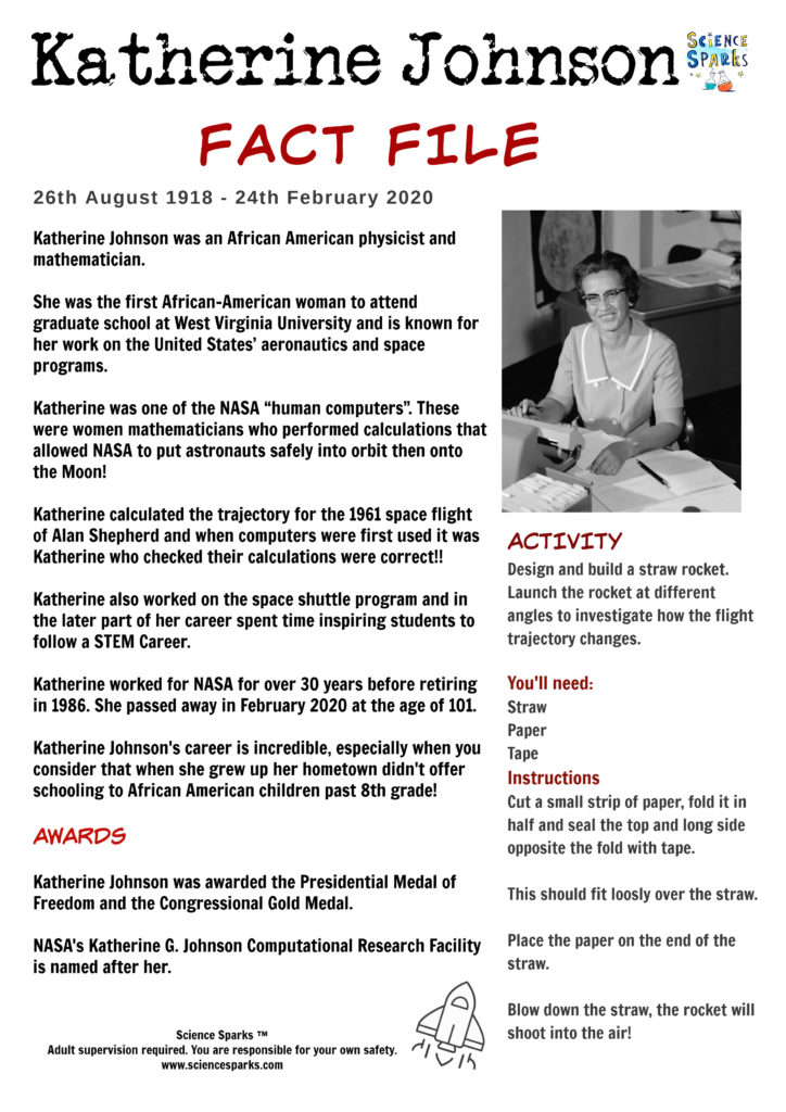 Fact File about Katherine Johnson and her achievements