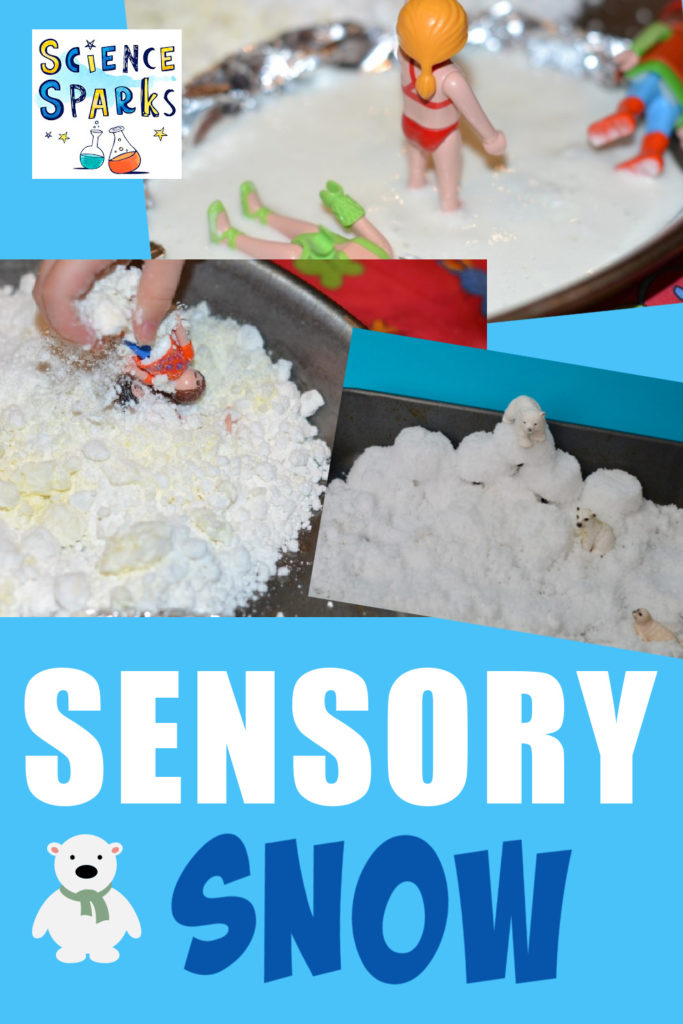 Snow made from cornflour and water for a winter sensory activity