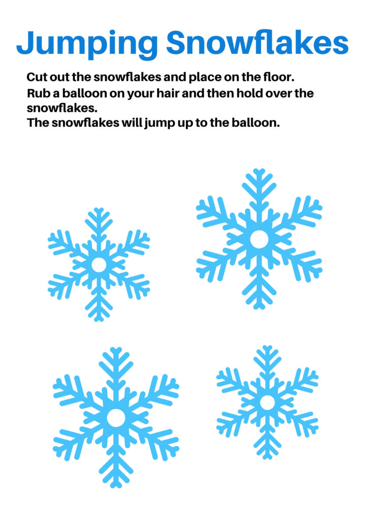 Jumping snowflake static electricity experiment