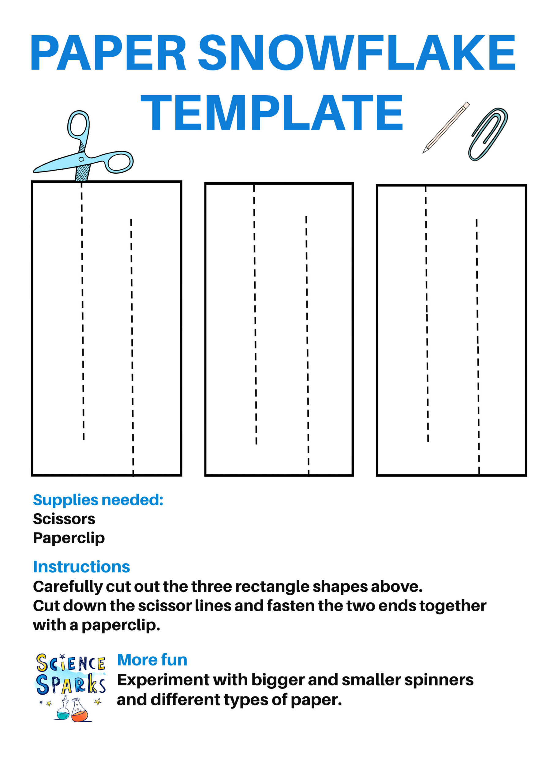 paper spinners - spinning snowflake template