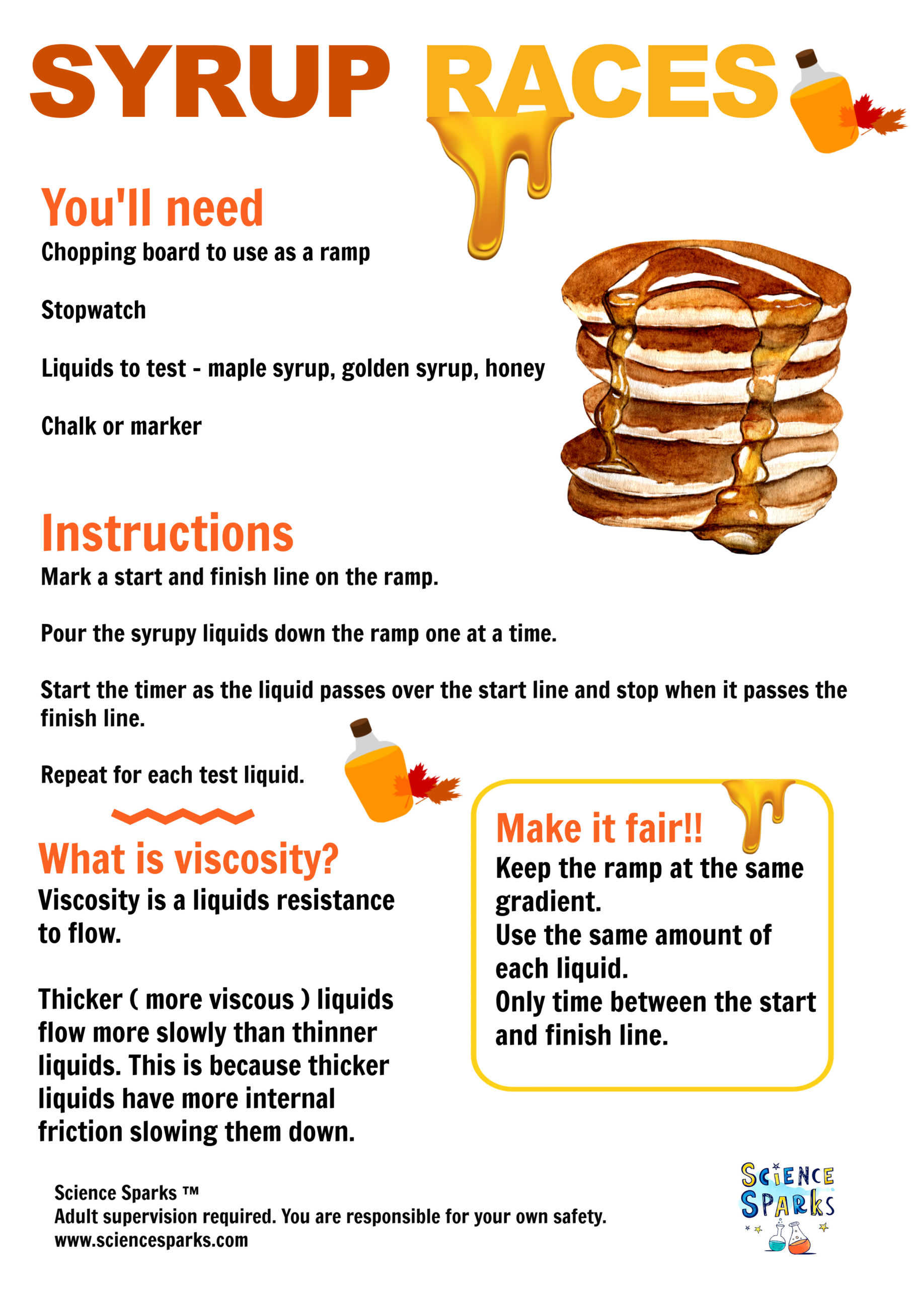pancake syrup viscosity race experiment