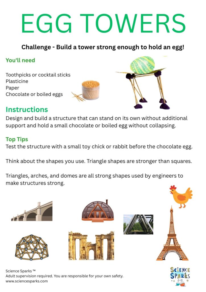 Egg toothpick tower STEM Challenge sheet page 1