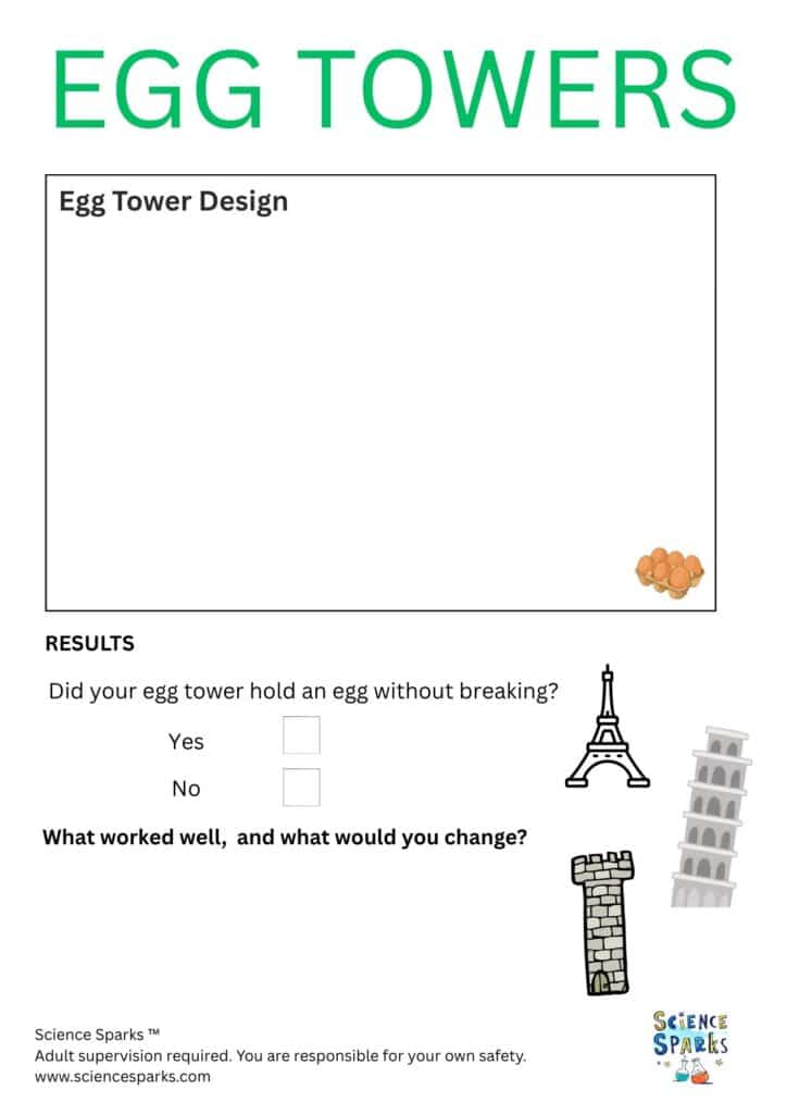 Egg toothpick tower STEM Challenge sheet page 2