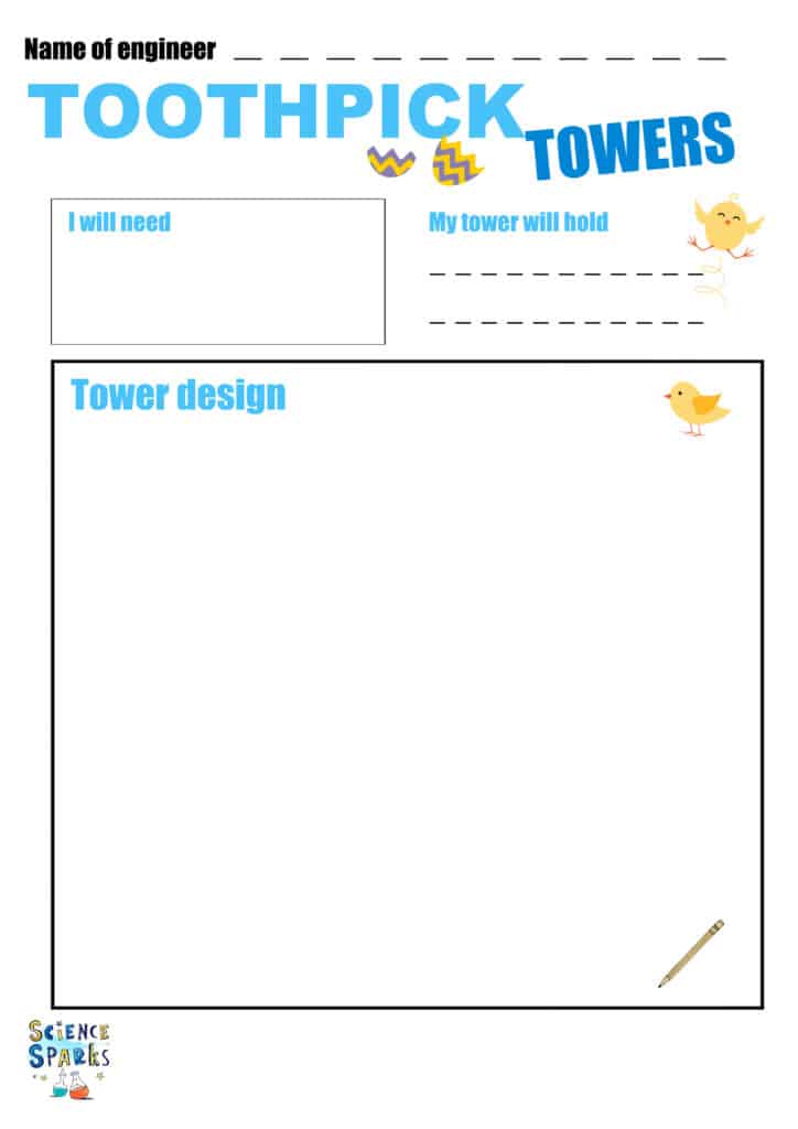 Easter toothpick challenge STEM challenge activity sheet page 1