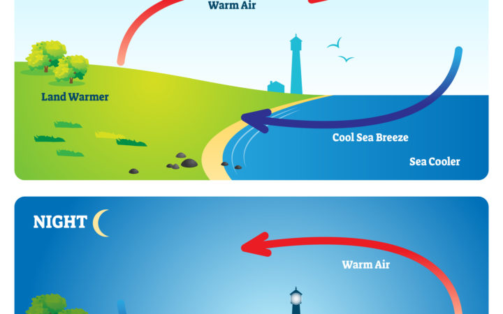 land versus sea breeze diagram