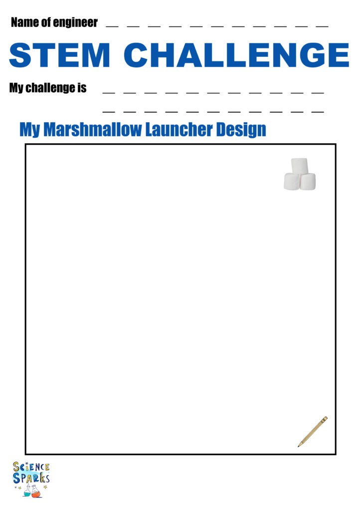 Marshmallow launcher design sheet for a STEM challenge
