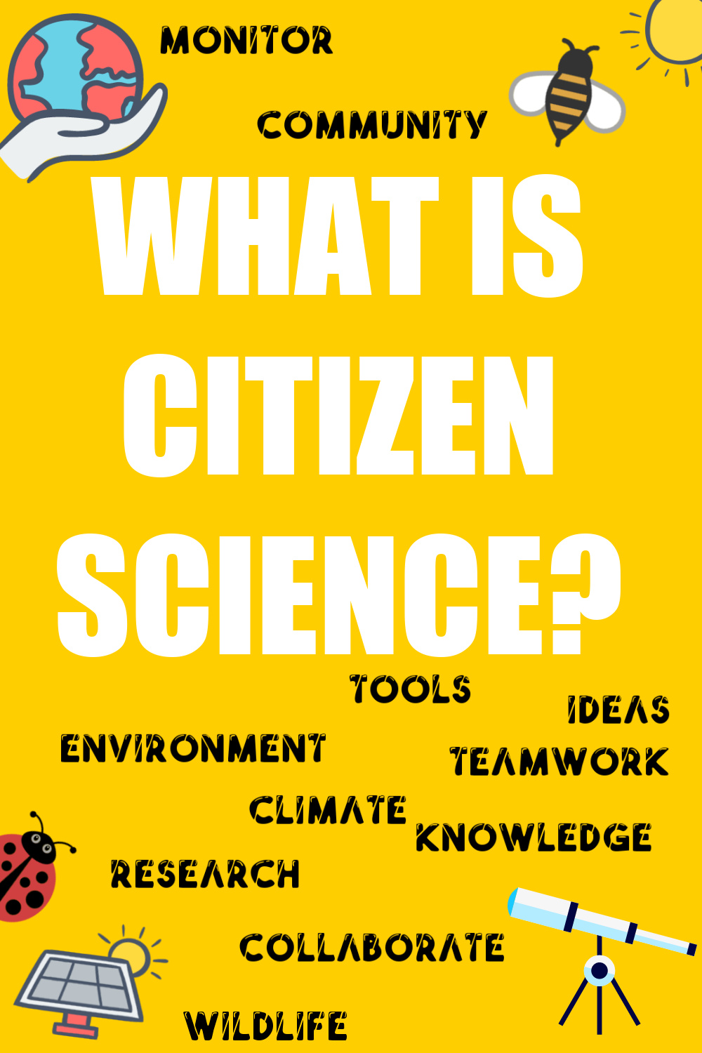 Images and words related to Citizen Science.