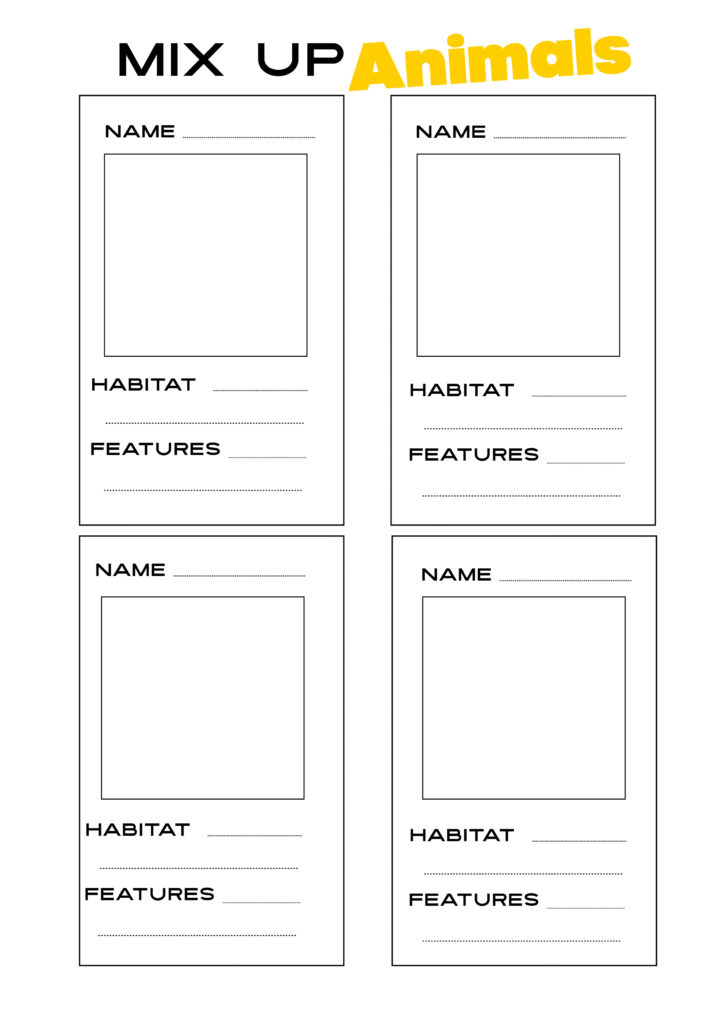 Create your own mix up animals for learning about animal adaptations