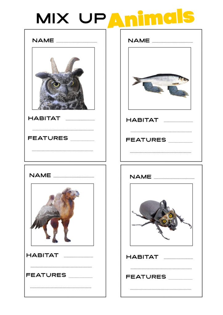 Mixed up animals for an animal adaptation activity