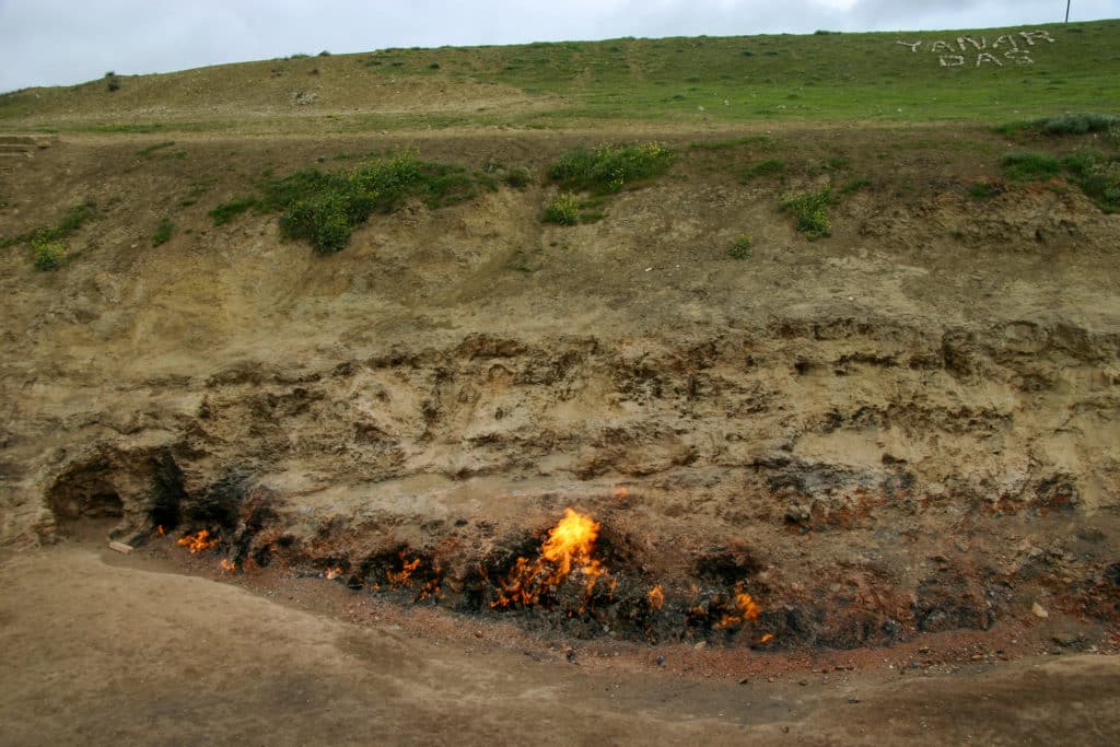 Yanar Dag. A fire caused by leaking natural gas in Azerbaijan.