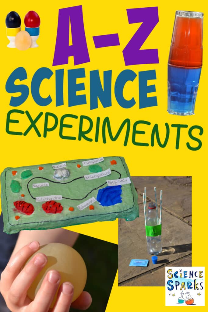 egg with no shell, modroc plant cell model, density demonstration and more science experiments for an A-Z of science experiments