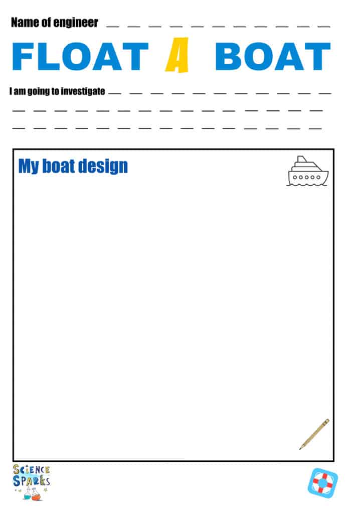 Float a boat STEM challenge printable record sheet