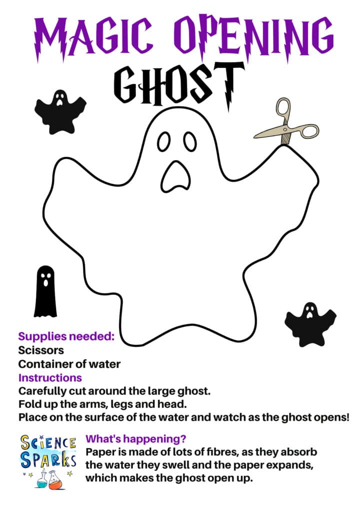 Magic opening ghost for a Halloween science activity