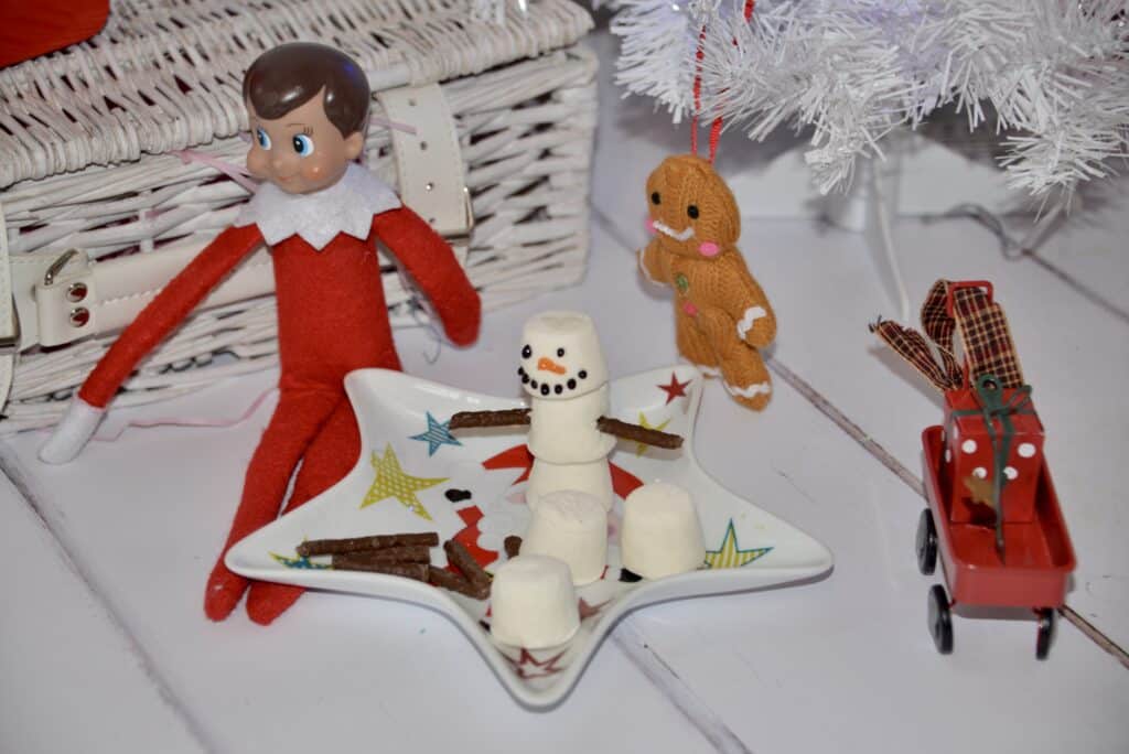 Marshmallow snowman for a festive STEM challenge