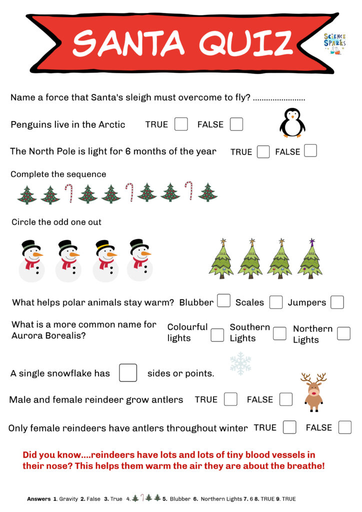 Santa themed science quiz