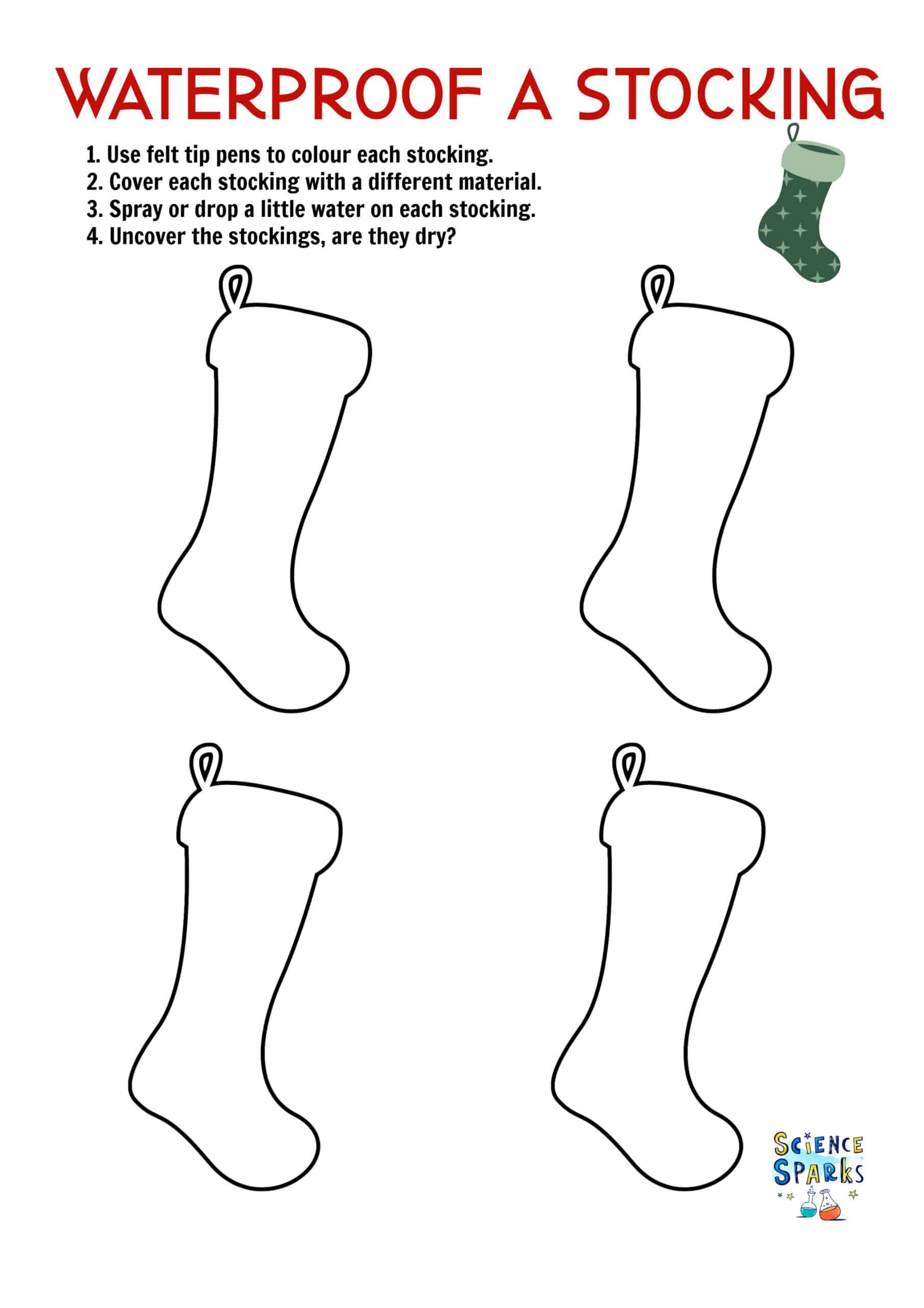 template for a waterproof a Christmas stocking STEM challenge