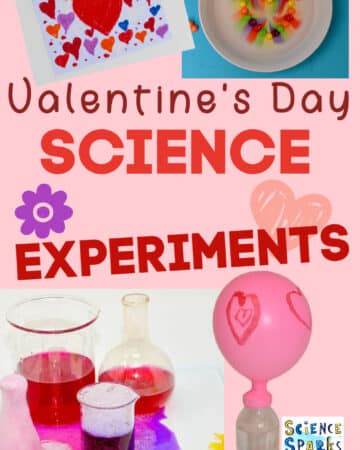 Collage of Valentine's Day themed science experiments