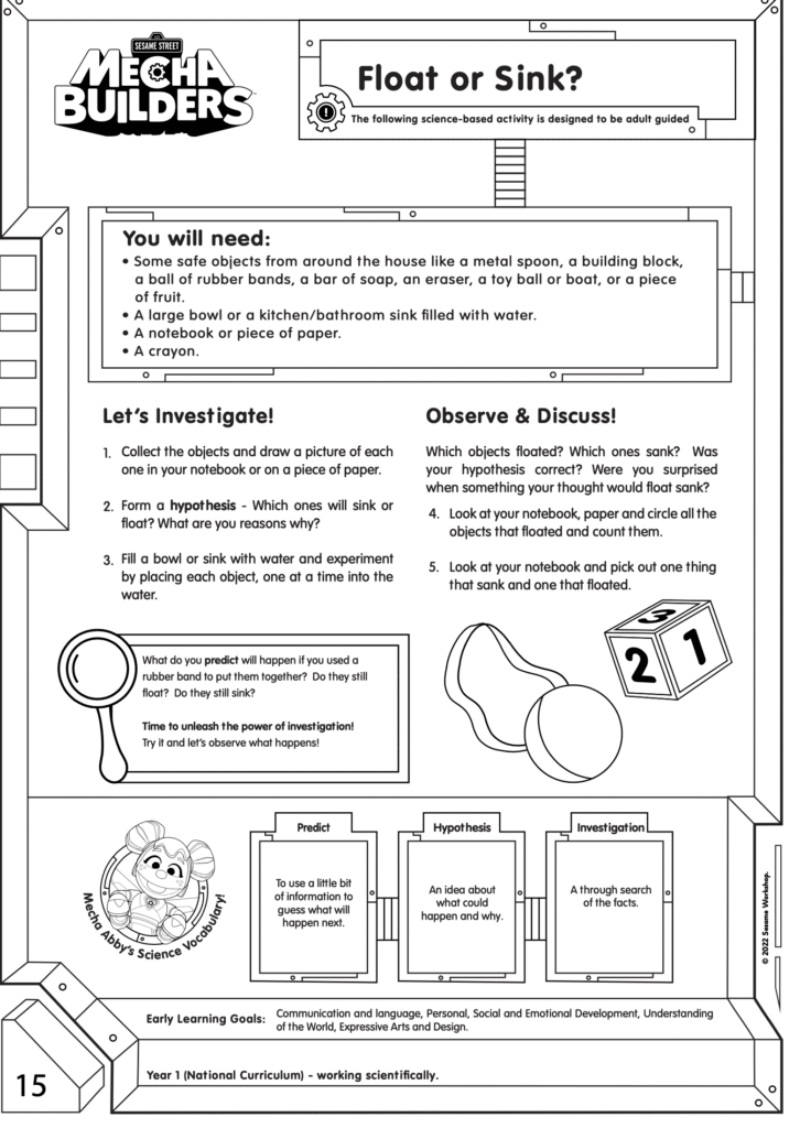 Mecha Builders Float or Sink Science Activity