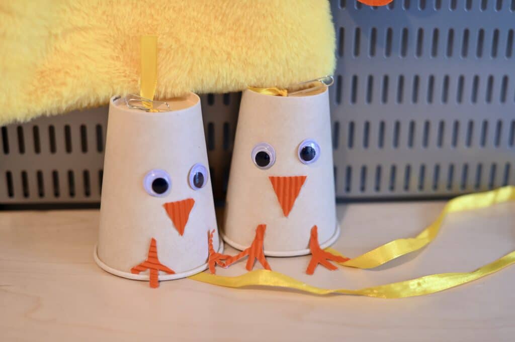 cardboard cup chicks for a science activity