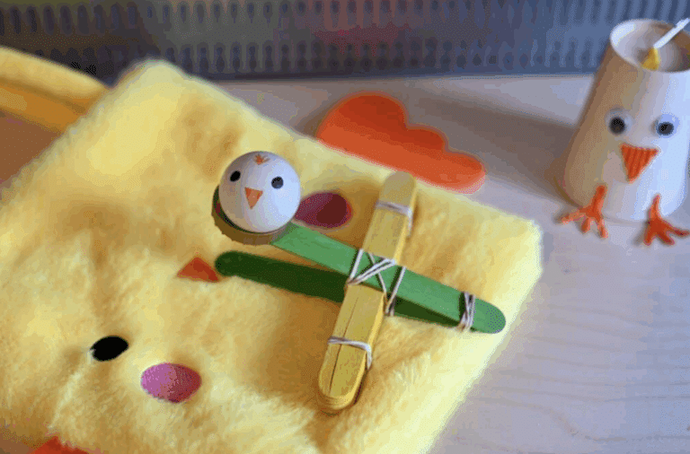 Easter chick catapult STEM challenge