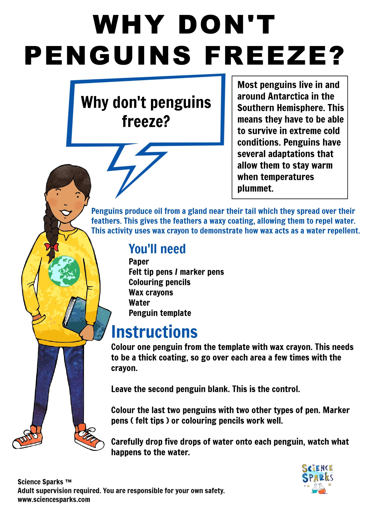 Why don't penguins freeze? Science Experiment