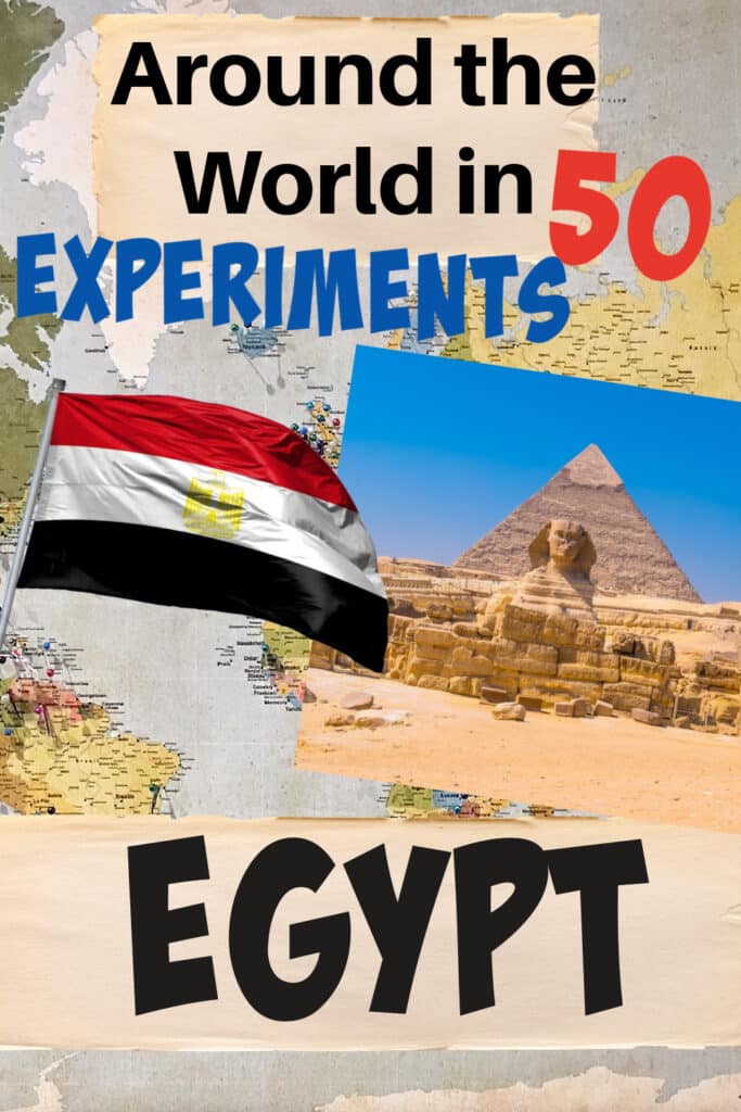 Egypt flag and pyramids
