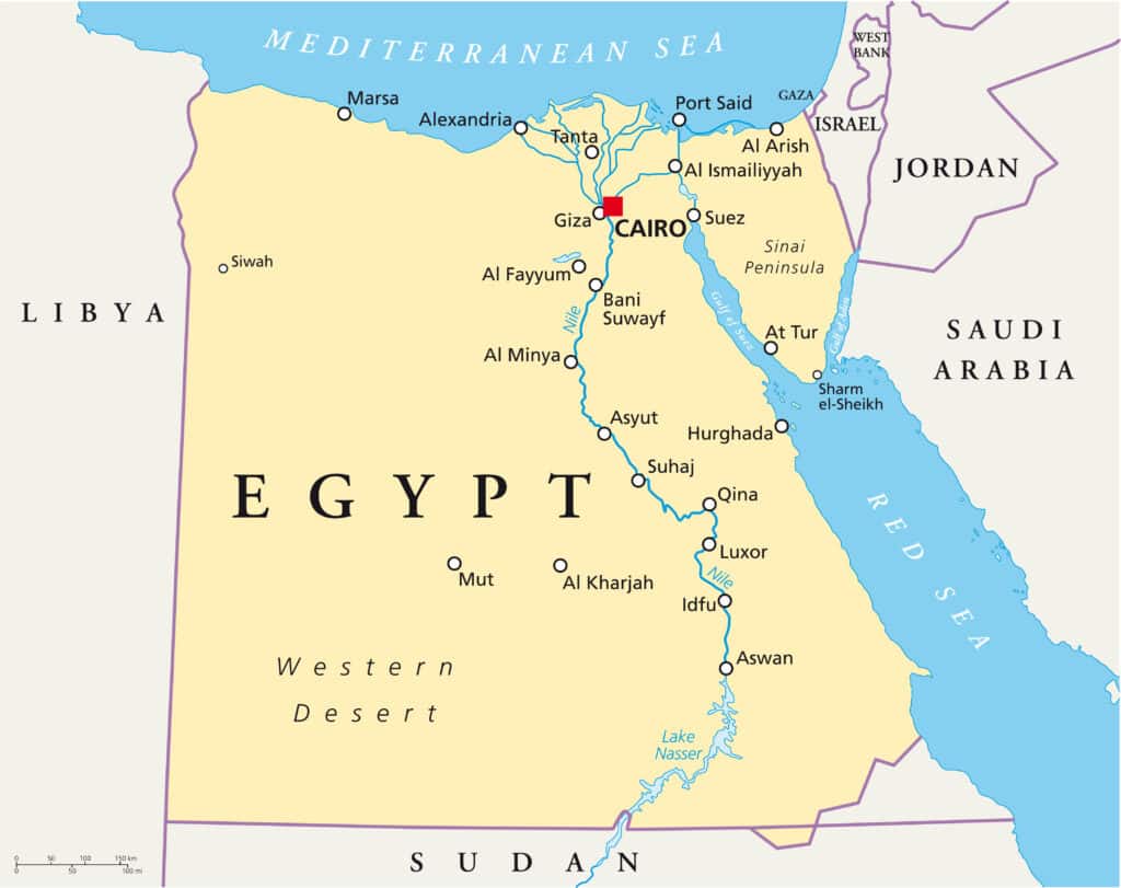 Political map of Egypt