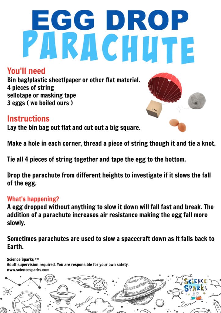 Egg drop parachute science investigation