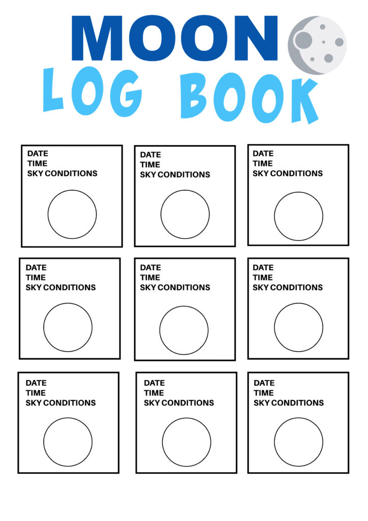 Moon log book for observing moon phases