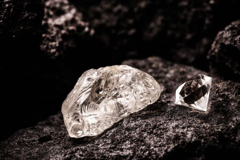 rough cut and cut diamond