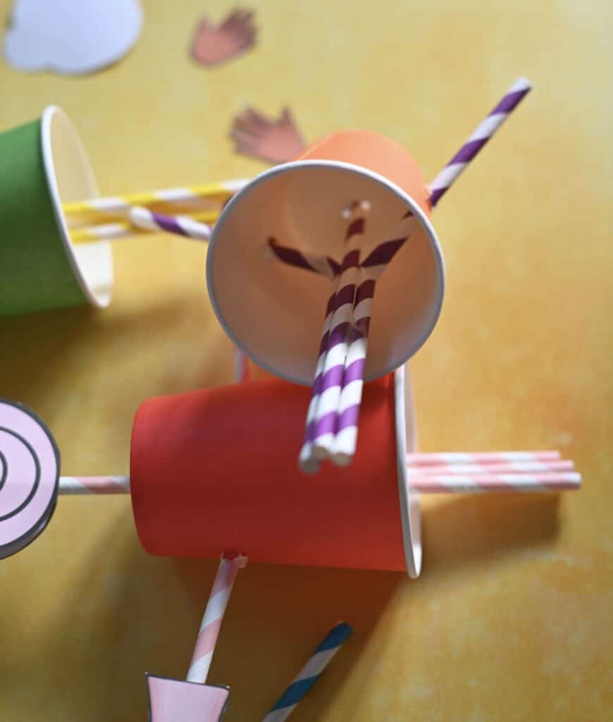 paper cup and straw puppet