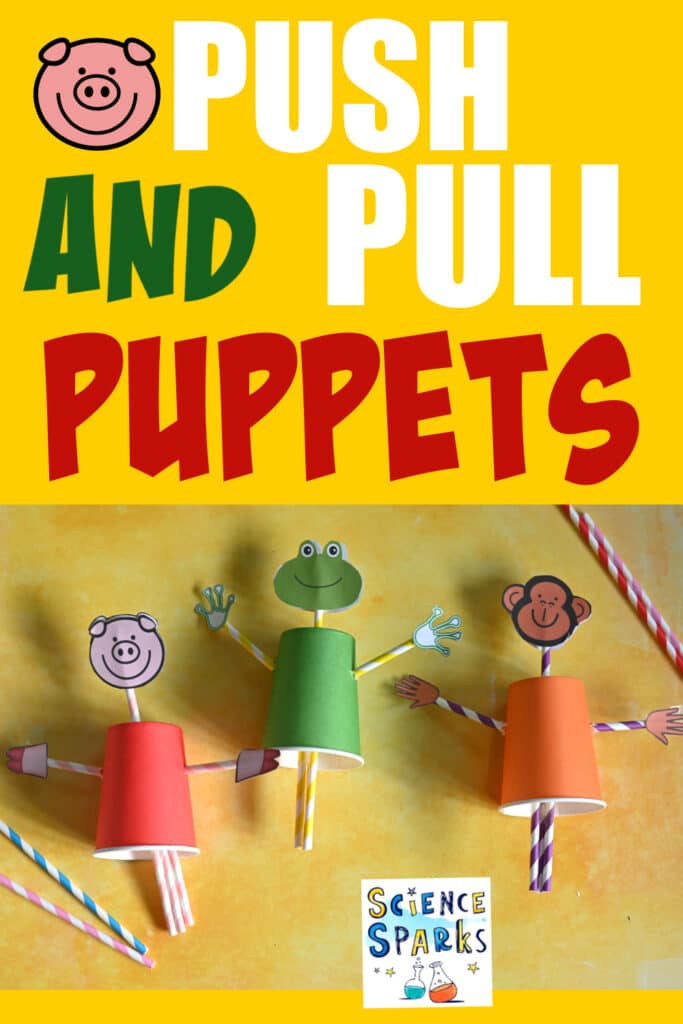 Push and pull toy puppet for learning about push and pull forces