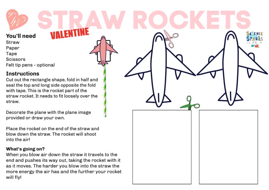 Valentine's Day straw rocket STEM challenge